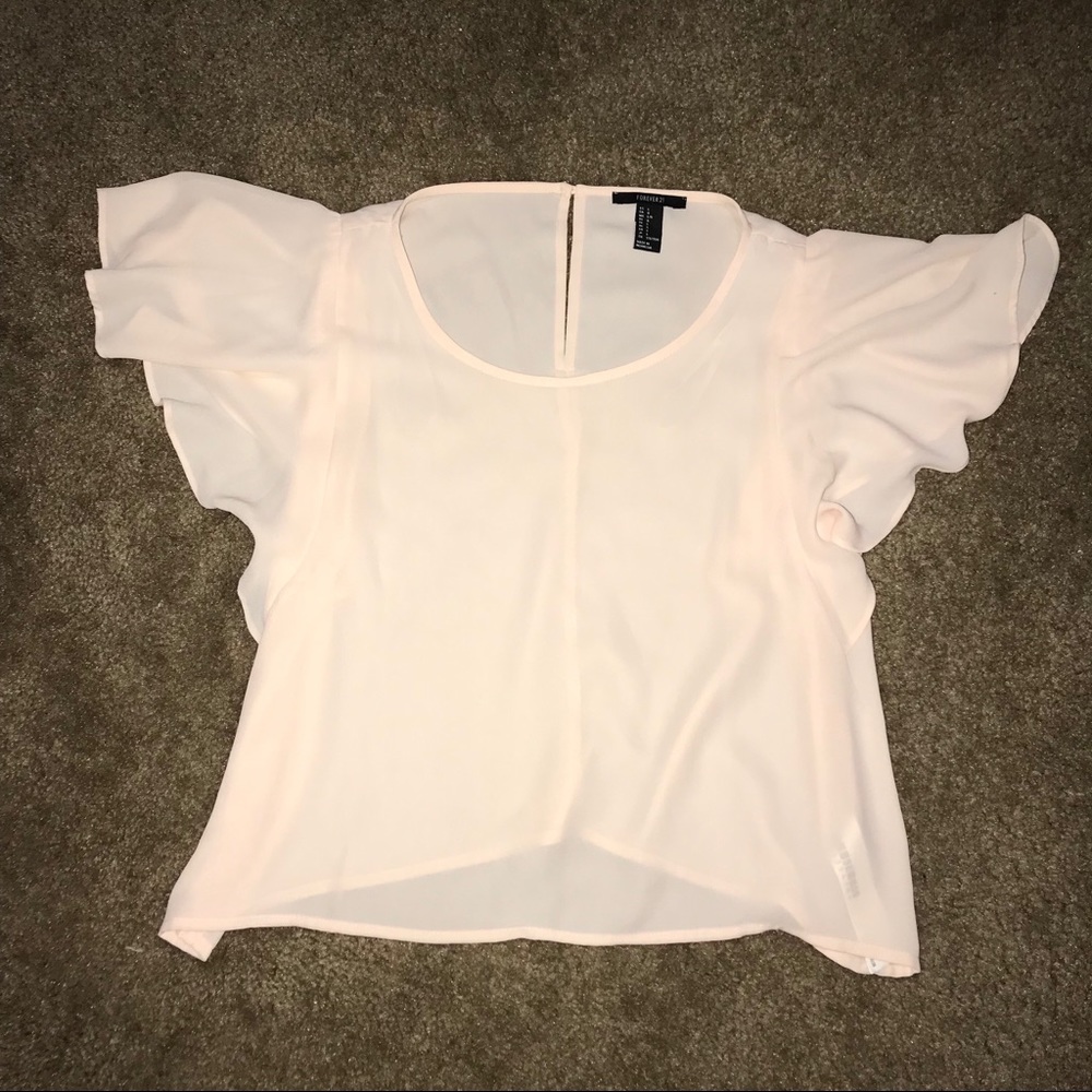 F21 Blush sheer crop blouse